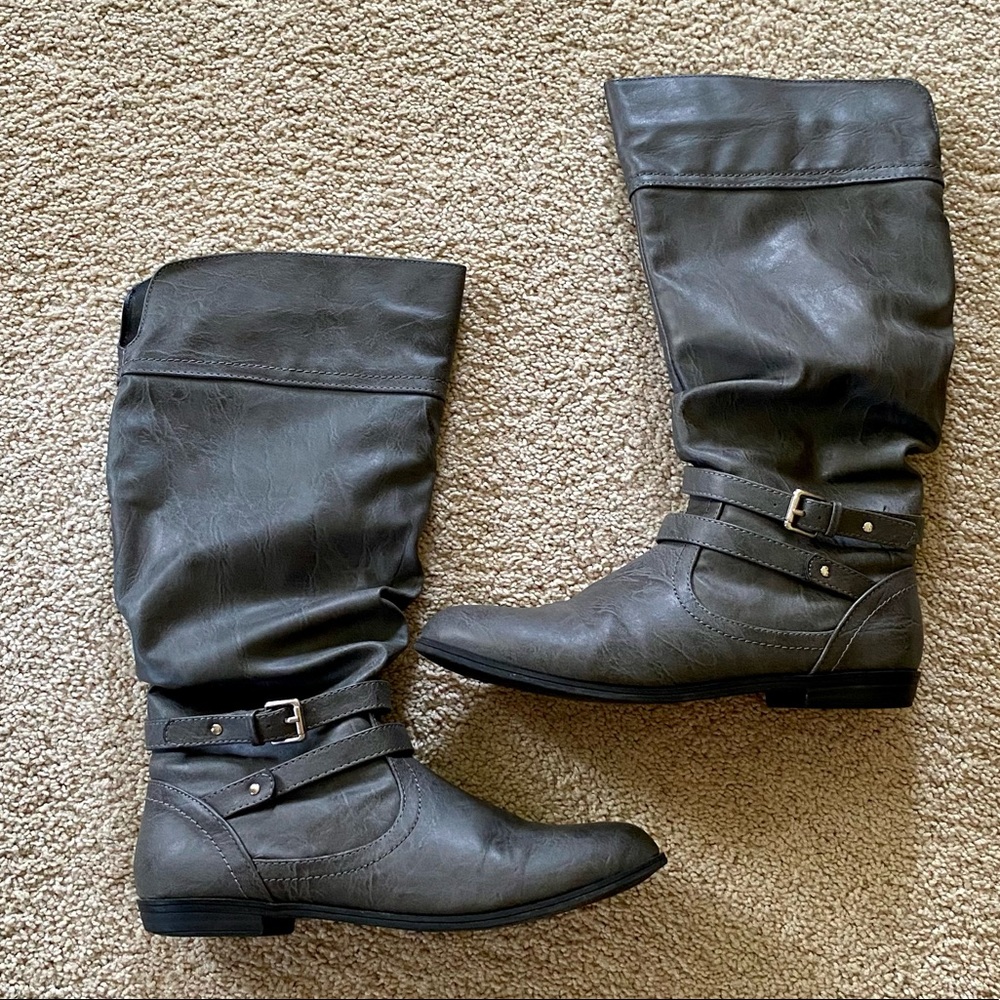 Grey Riding Boots